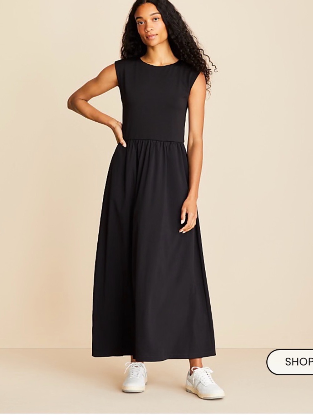 Lou & Grey Mixed Media Sleeveless Maxi Dress